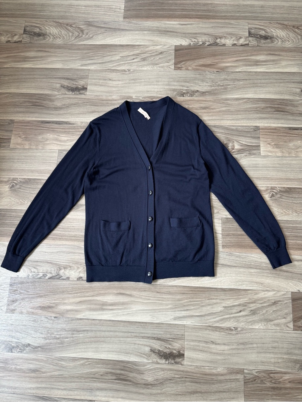 Tory Burch 100% Merino Wool Blue V-Neck Cardigan Size Extra Large